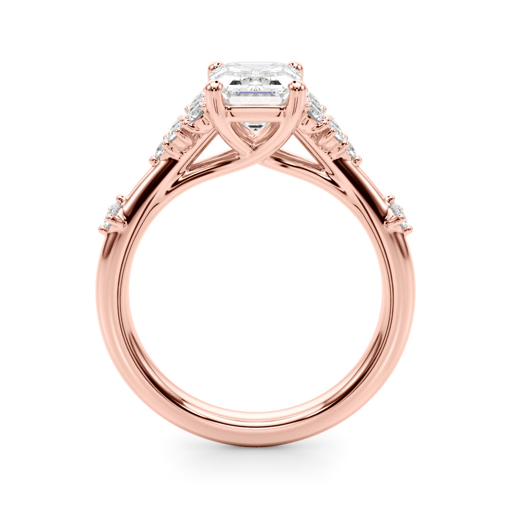 Sculpted Ov Center Round Diamond Engagement Ring — 9K/18K Gold & Platinum