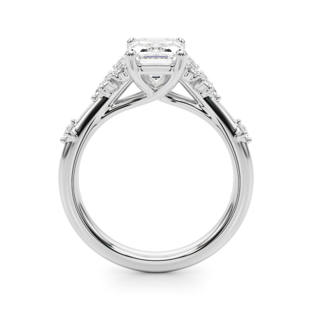 Sculpted Ov Center Round Diamond Engagement Ring — 9K/18K Gold & Platinum