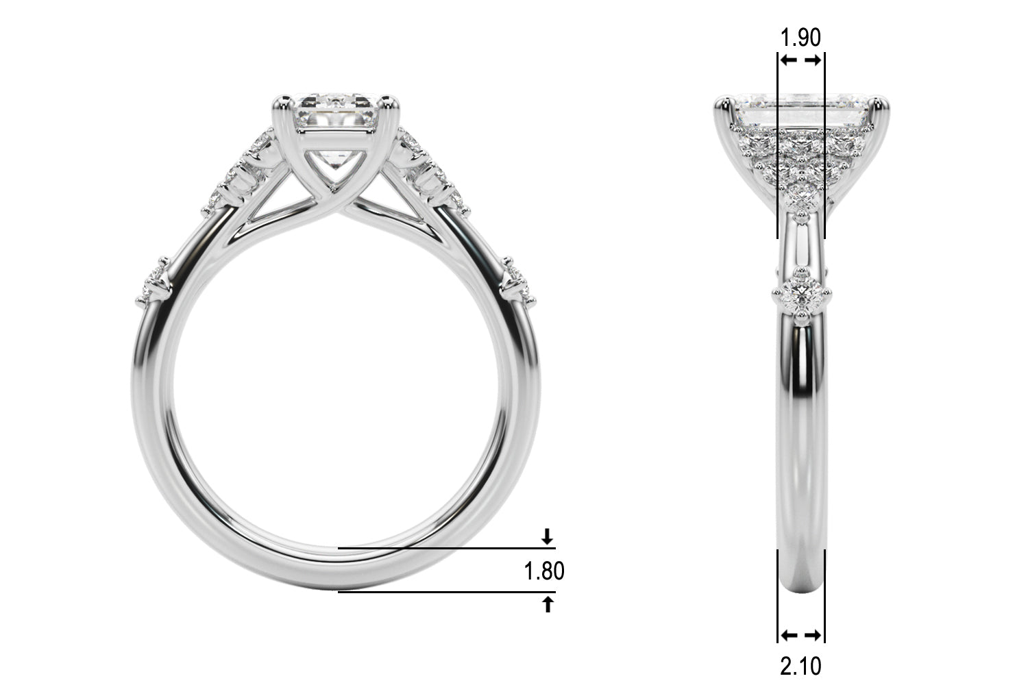 Sculpted Ov Center Round Diamond Engagement Ring — 9K/18K Gold & Platinum