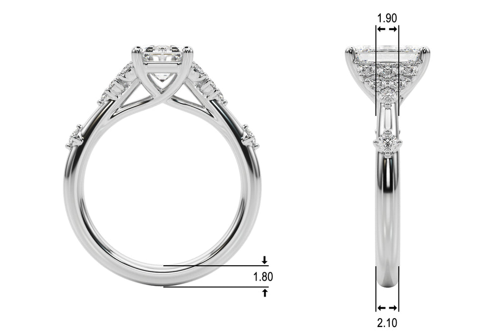 Sculpted Ov Center Round Diamond Engagement Ring — 9K/18K Gold & Platinum