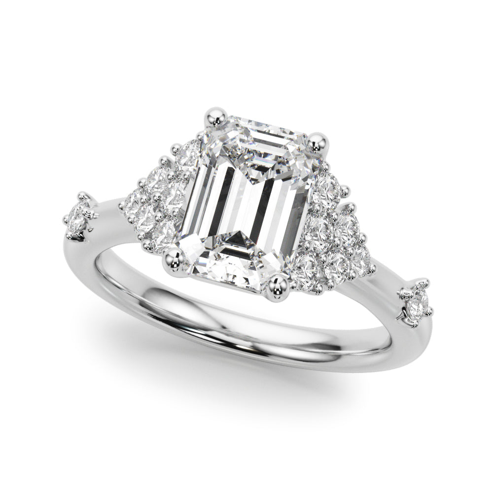Sculpted Ov Center Round Diamond Engagement Ring — 9K/18K Gold & Platinum