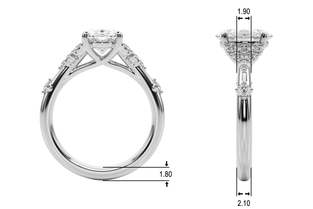 Sculpted Ov Center Round Diamond Engagement Ring — 9K/18K Gold & Platinum