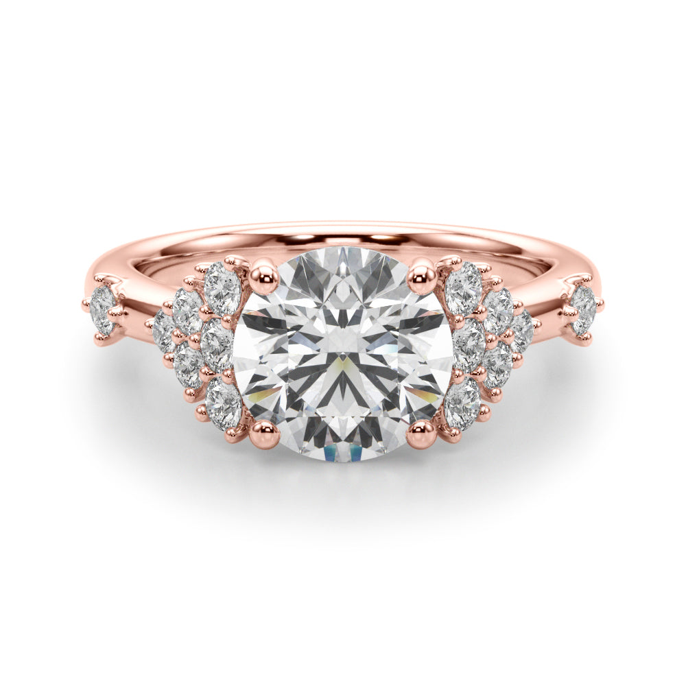 Sculpted Ov Center Round Diamond Engagement Ring — 9K/18K Gold & Platinum