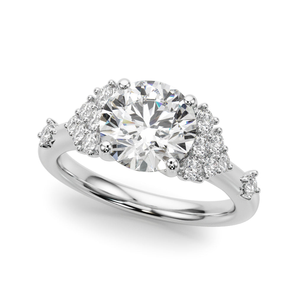 Sculpted Ov Center Round Diamond Engagement Ring — 9K/18K Gold & Platinum