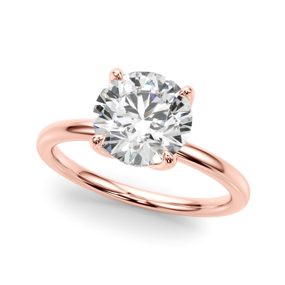 Radiant Hidden Halo Ov Engagement Ring Round Diamond Engagement Ring — 9K/18K Gold & Platinum