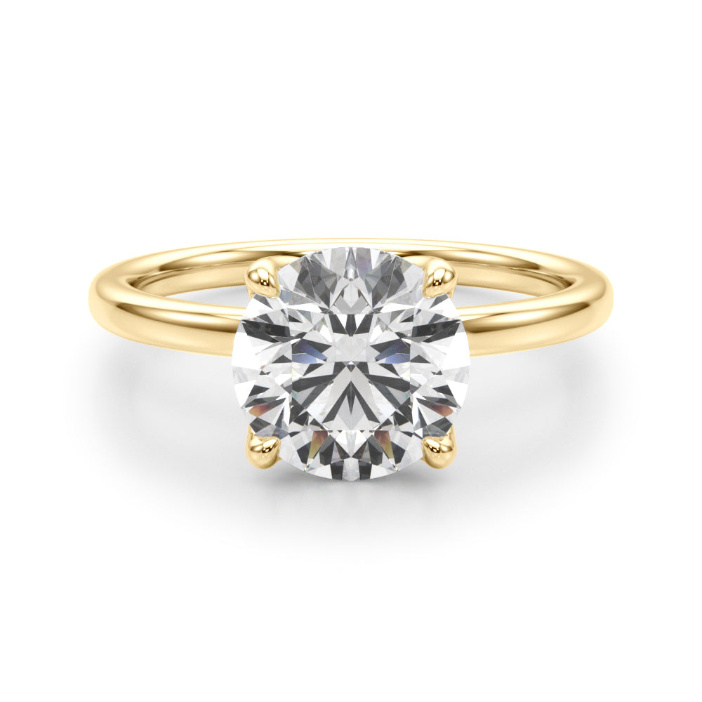 Radiant Hidden Halo Ov Engagement Ring Round Diamond Engagement Ring — 9K/18K Gold & Platinum