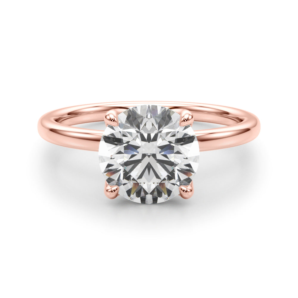 Radiant Hidden Halo Ov Engagement Ring Round Diamond Engagement Ring — 9K/18K Gold & Platinum