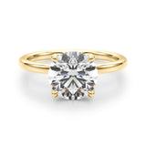 Radiant Hidden Halo Ov Engagement Ring Round Diamond Engagement Ring — 9K/18K Gold & Platinum