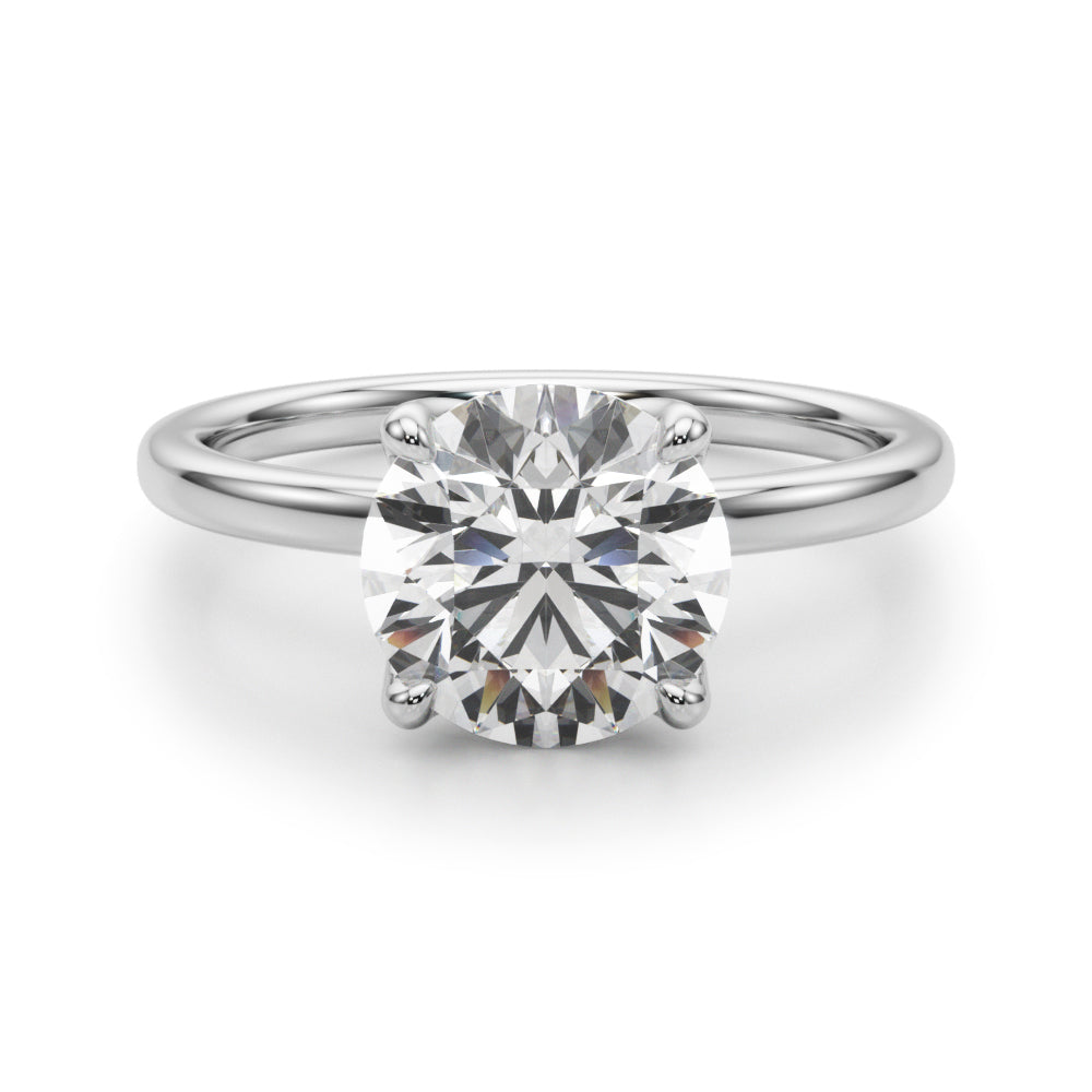 Radiant Hidden Halo Ov Engagement Ring Round Diamond Engagement Ring — 9K/18K Gold & Platinum