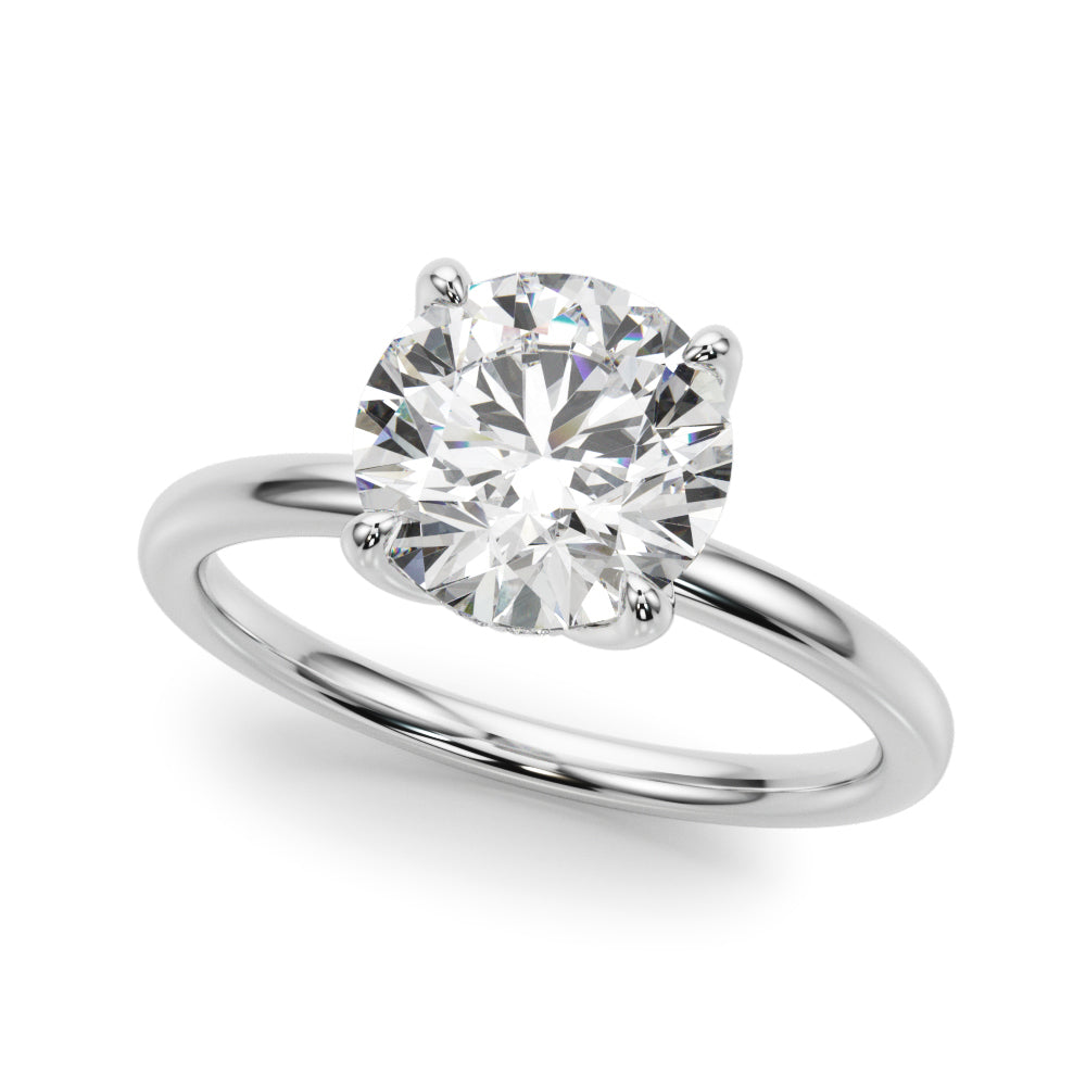 Radiant Hidden Halo Ov Engagement Ring Round Diamond Engagement Ring — 9K/18K Gold & Platinum