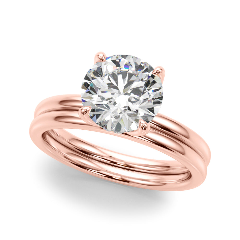 Radiant Hidden Halo Ov Engagement Ring Round Diamond Engagement Ring — 9K/18K Gold & Platinum
