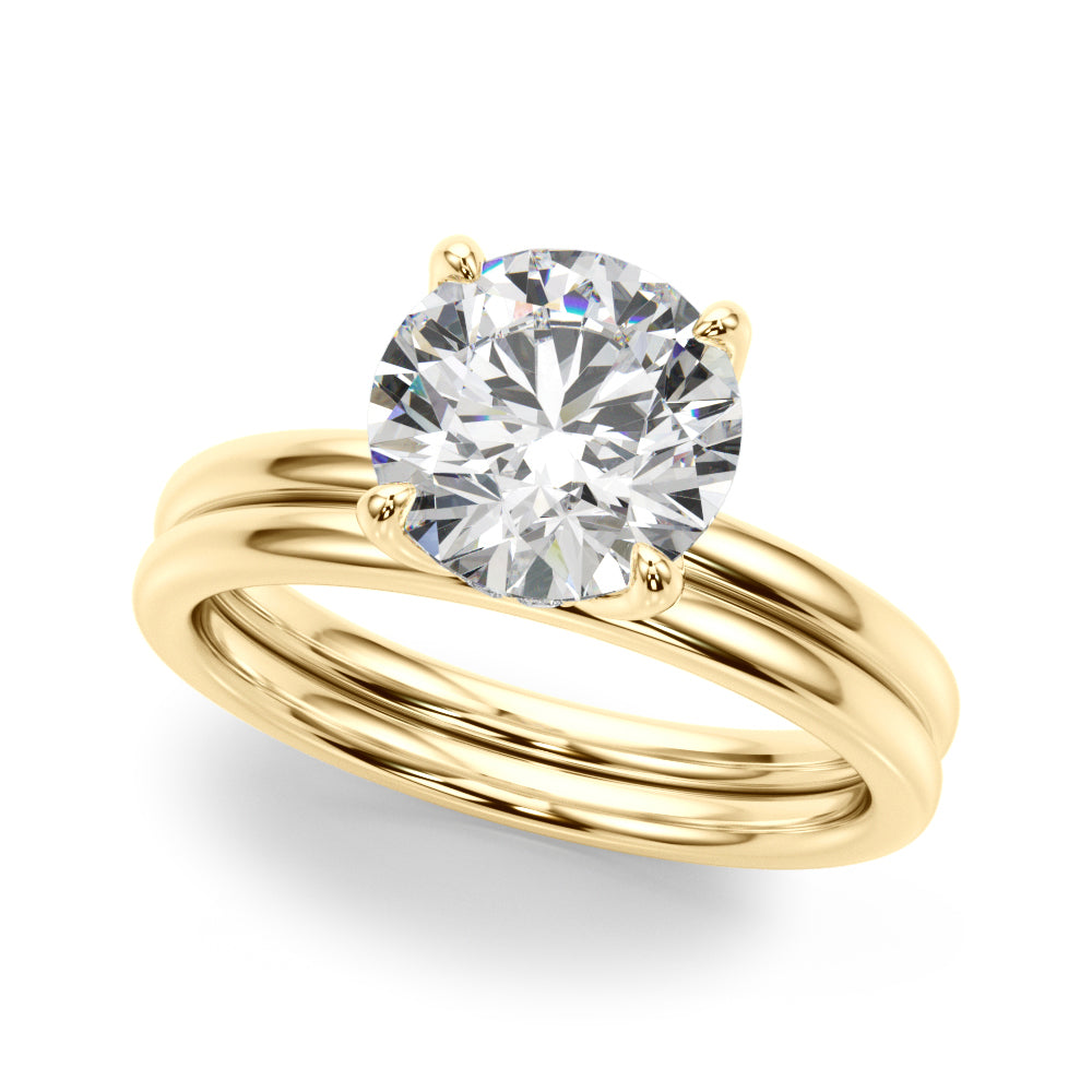 Radiant Hidden Halo Ov Engagement Ring Round Diamond Engagement Ring — 9K/18K Gold & Platinum