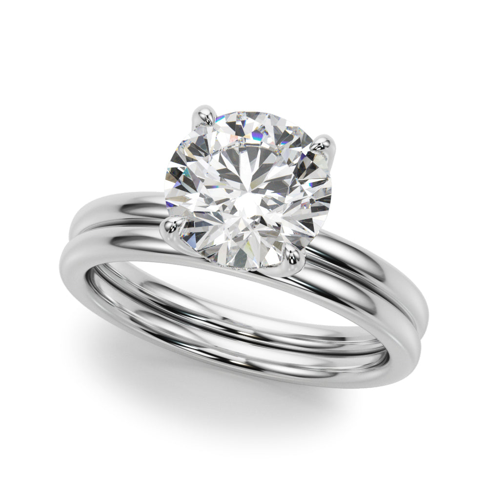 Radiant Hidden Halo Ov Engagement Ring Round Diamond Engagement Ring — 9K/18K Gold & Platinum
