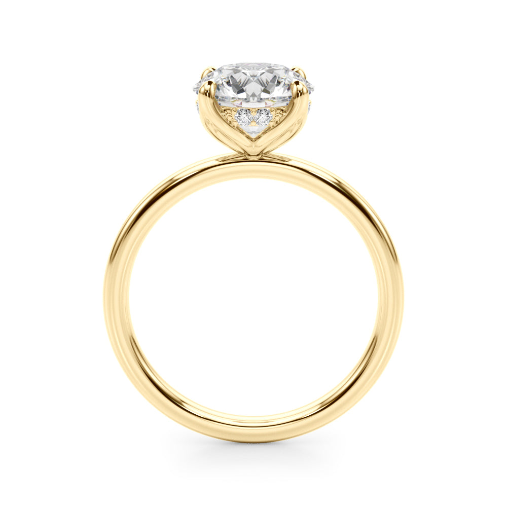 Radiant Hidden Halo Ov Engagement Ring Round Diamond Engagement Ring — 9K/18K Gold & Platinum