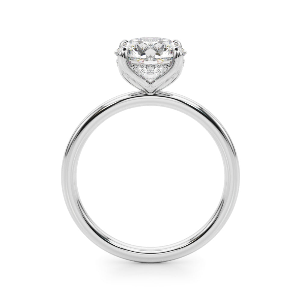 Radiant Hidden Halo Ov Engagement Ring Round Diamond Engagement Ring — 9K/18K Gold & Platinum