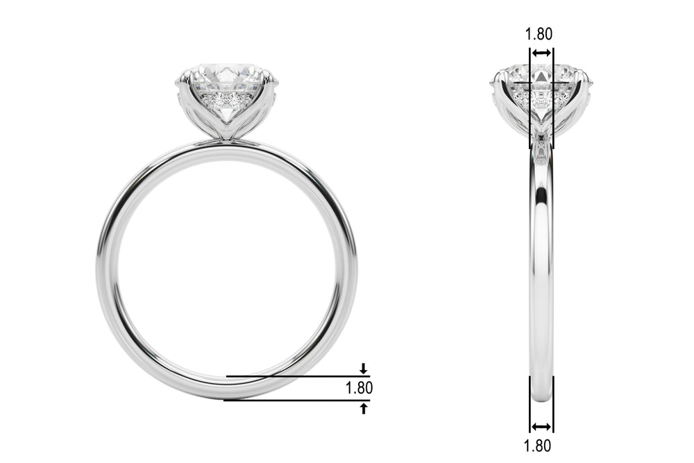 Radiant Hidden Halo Ov Engagement Ring Round Diamond Engagement Ring — 9K/18K Gold & Platinum