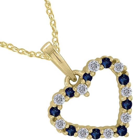 0.03ct Diamond  Sapphire Heart Pendant In Gold