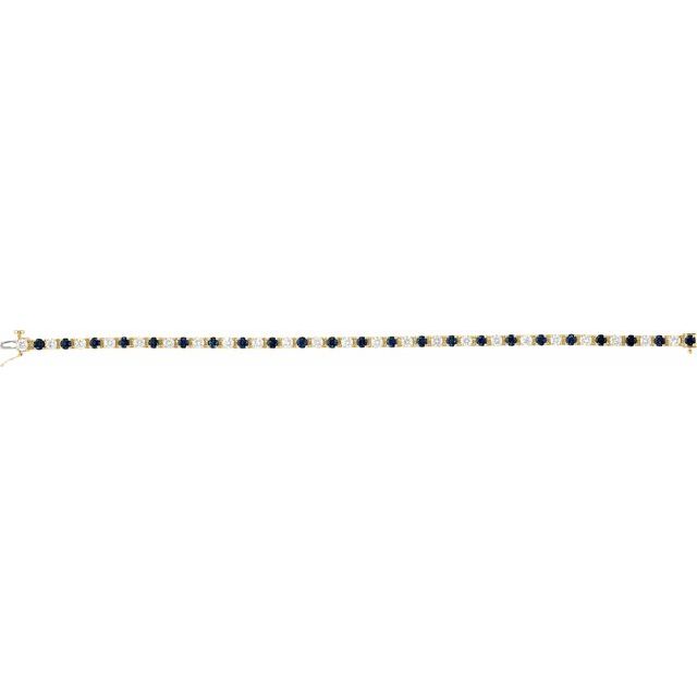 Round Lab-Grown Blue Sapphire & Lab-Grown Diamond Line Bracelet In Gold & Platinum