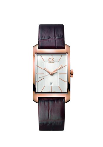 CK Men's Quartz Watch with Black Dial Analogue Display and Gold Leather K2M23620 XS