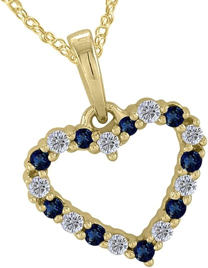 0.03ct Diamond  Sapphire Heart Pendant In Gold