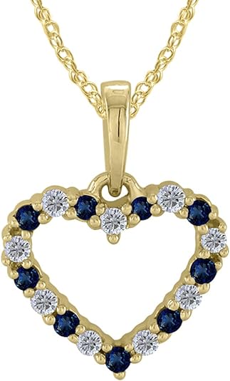 0.03ct Diamond  Sapphire Heart Pendant In Gold