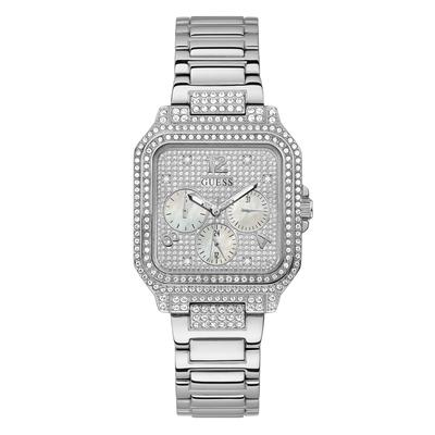 Guess Deco Edelstahl-Armbanduhr mit Steinbesatz