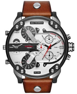 Diesel Men S Mr. Daddy DZ7394 Black Leather Japanese Quartz Fashion Watch