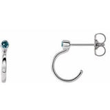 Aquamarine Round Bezel-Set Hoop Earrings in Gold and Platinum