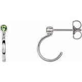 Peridot Round Bezel-Set Hoop Earrings in Gold and Platinum