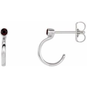 Mozambique Garnet Round Bezel-Set Hoop Earrings in Gold and Platinum