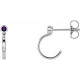 Amethyst Round Bezel-Set Hoop Earrings in Gold and Platinum