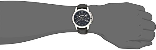Fossil Grant Men’s Chronograph Watch – Blue Dial, Black Leather Strap, Stainless-Steel Case