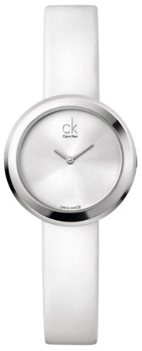 CK Calvin Klein K3n231l6 Firm Stainless White Leather Strap Women Watch One Size