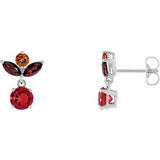 Mexican Fire Opal Round Stud Earrings in Gold and Platinum