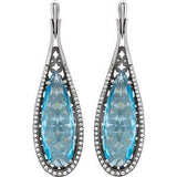 Sky Blue Topaz & Diamond Pear Drop Earrings in Gold and Platinum