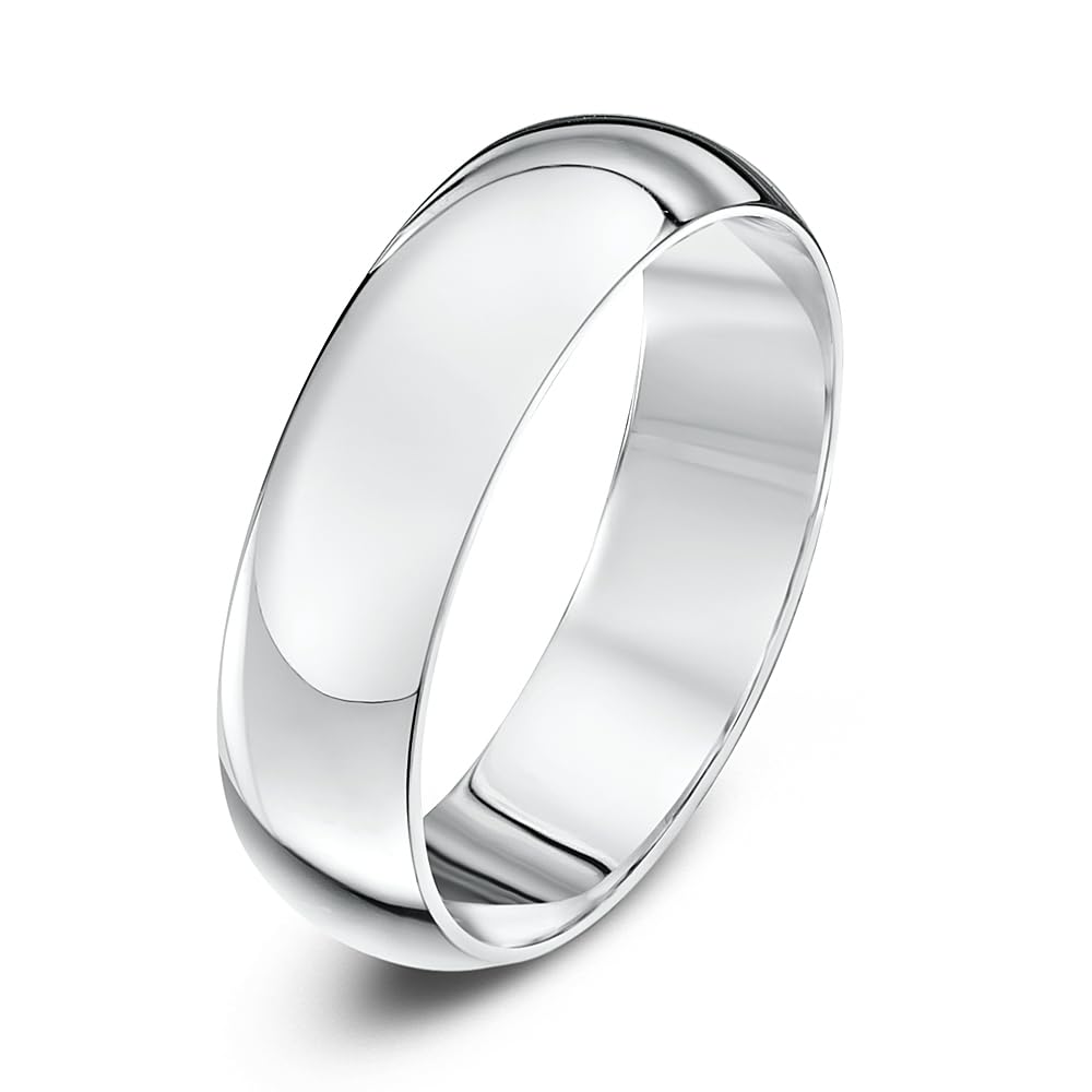 5mm D Shape Platinum Wedding Band – Classic Plain Ring