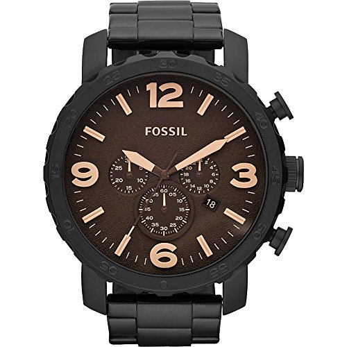 Fossil Nate JR1356 Men’s Black Stainless-Steel Watch – Military-Inspired Design