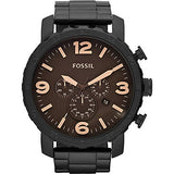 Fossil Nate JR1356 Men’s Black Stainless-Steel Watch – Military-Inspired Design