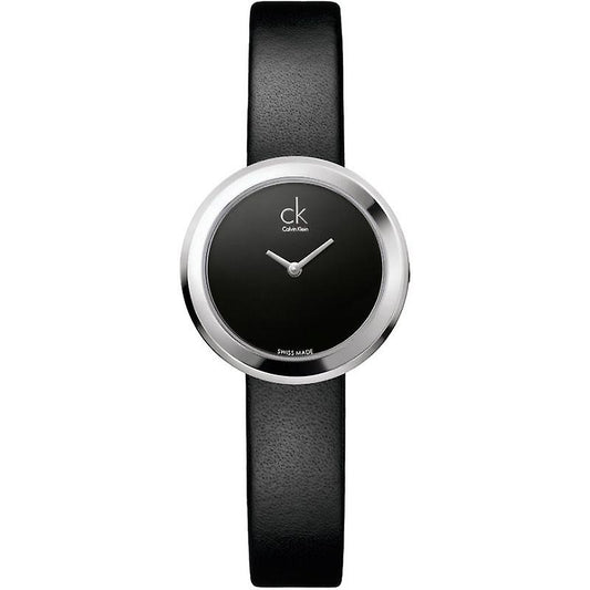 CK Calvin Klein K3n231c1 Firm Ladies Leather Watch Black One Size