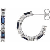 Alexandrite & Diamond Baguette Hoop Earrings in Gold and Platinum