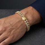 1.20CT Mens Lab Diamond Cuban Link Bracelet in 18K Gold Vermeil