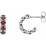 Mozambique Garnet Round Hoop Earrings in Gold and Platinum