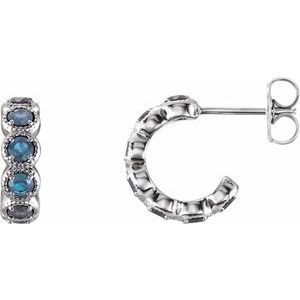 Aquamarine Round Hoop Earrings in Gold and Platinum