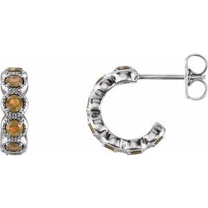 Citrine Round Hoop Earrings in Gold and Platinum