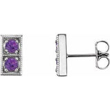 Amethyst Round Two-Stone Stud Earrings in Gold and Platinum