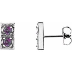 Alexandrite Round Two-Stone Stud Earrings in Gold and Platinum