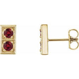 Ruby Round Two-Stone Stud Earrings in Gold and Platinum