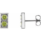 Peridot Round Two-Stone Stud Earrings in Gold and Platinum