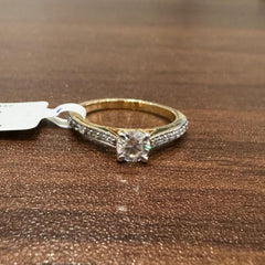 Solitaire Round Cut Moissanite Halo Engagement Ring in 9K Yellow Gold
