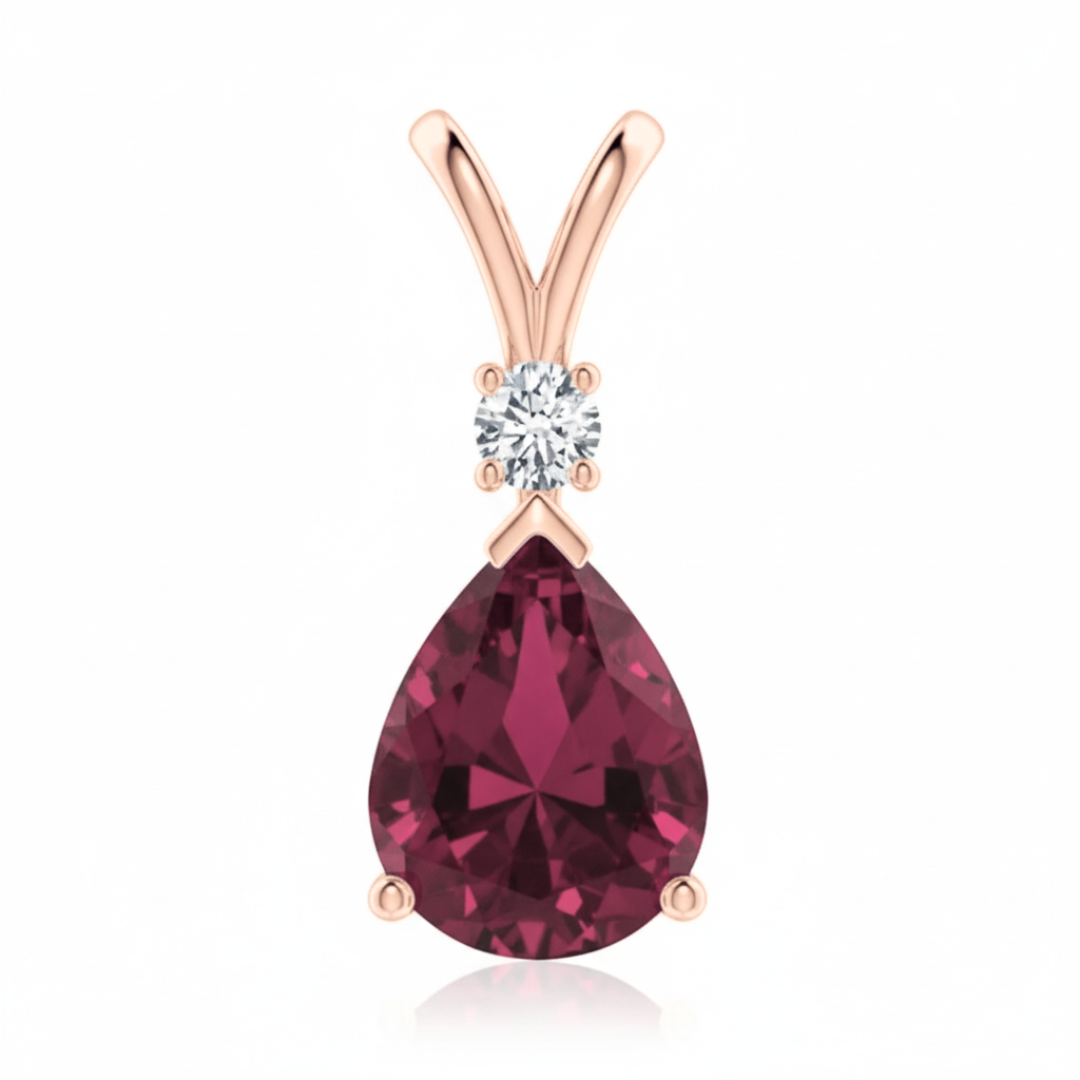 Ruby & Diamond Rose Gold Pendant Necklace